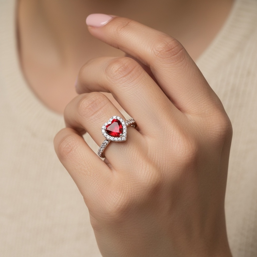 SIZE 7- Pandora Elevated Red Heart Ring